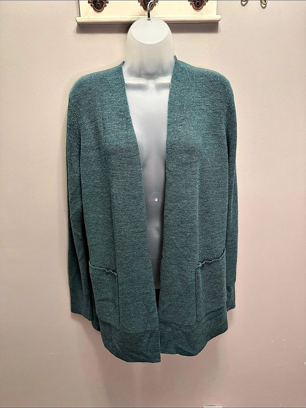 NWT Eileen Fisher Signature Merino Wool Cardigan in Green Size Small